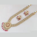 Rajwadi Collection Gold Plated Kundan And Beads Long Necklace Set