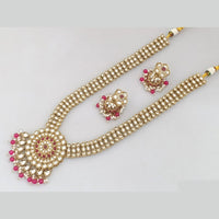Rajwadi Collection Gold Plated Kundan And Beads Long Necklace Set