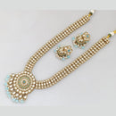 Rajwadi Collection Gold Plated Kundan And Beads Long Necklace Set