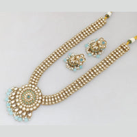 Rajwadi Collection Gold Plated Kundan And Beads Long Necklace Set