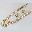 Rajwadi Collection Gold Plated Kundan And Beads Long Necklace Set