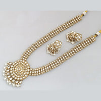 Rajwadi Collection Gold Plated Kundan And Beads Long Necklace Set