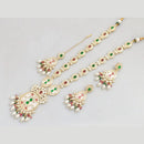 Rajwadi Collection Gold Plated Pota Stone And Beads Long Necklace Set