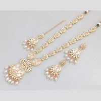 Rajwadi Collection Gold Plated Pota Stone And Beads Long Necklace Set