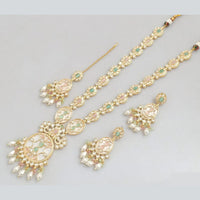 Rajwadi Collection Gold Plated Pota Stone And Beads Long Necklace Set