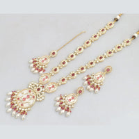 Rajwadi Collection Gold Plated Pota Stone And Beads Long Necklace Set
