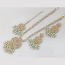 Rajwadi Collection Gold Plated Crystal Stone Pearl And Beads Long Necklace Set