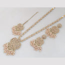 Rajwadi Collection Gold Plated Crystal Stone Pearl And Beads Long Necklace Set