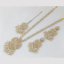 Rajwadi Collection Gold Plated Crystal Stone Pearl And Beads Long Necklace Set