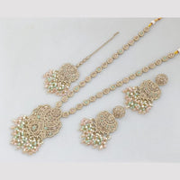 Rajwadi Collection Gold Plated Crystal Stone Pearl And Beads Long Necklace Set