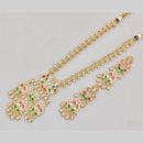 Rajwadi Collection Gold Plated Pota Stone Long Necklace Set