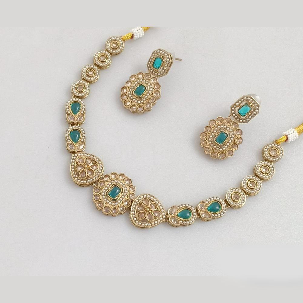 Rajwadi Collection Gold  Plated Crystal Stone And Pearl Necklace Set