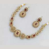 Rajwadi Collection Gold  Plated Crystal Stone And Pearl Necklace Set
