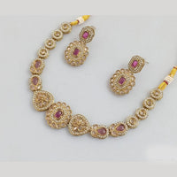 Rajwadi Collection Gold  Plated Crystal Stone And Pearl Necklace Set