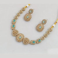 Rajwadi Collection Gold  Plated Crystal Stone And Pearl Necklace Set