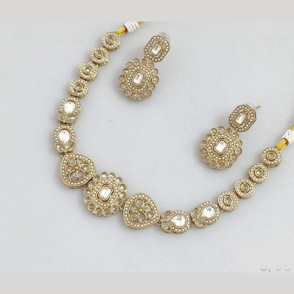 Rajwadi Collection Gold  Plated Crystal Stone And Pearl Necklace Set