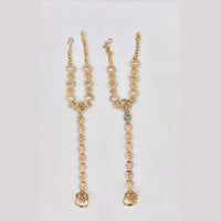 Rajwadi Collection Gold Plated Crystal Stone And Pearl Hand Harness