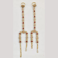 Rajwadi Collection Gold Plated Crystal Stone And Pearl Hand Harness