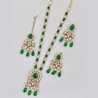 Rajwadi Collection Gold Plated Kundan And Beads Long Necklace Set