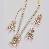 Rajwadi Collection Gold Plated Kundan And Beads Long Necklace Set