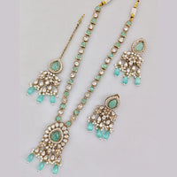 Rajwadi Collection Gold Plated Kundan And Beads Long Necklace Set