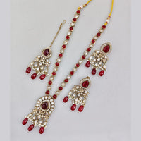 Rajwadi Collection Gold Plated Kundan And Beads Long Necklace Set
