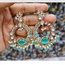 Rajwadi Collection Gold Plated American Diamond Polki Kundan And Beads Dangler Earrings