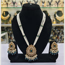 Rajwadi Collection Gold Plated Crystal Stone Pearl And Beads Long Necklace Set