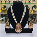 Rajwadi Collection Gold Plated Crystal Stone Pearl And Beads Long Necklace Set