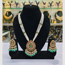 Rajwadi Collection Gold Plated Crystal Stone Pearl And Beads Long Necklace Set