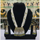 Rajwadi Collection Gold Plated Crystal Stone Pearl And Beads Long Necklace Set