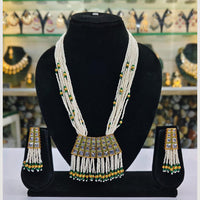 Rajwadi Collection Gold Plated Crystal Stone Pearl And Beads Long Necklace Set
