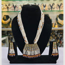 Rajwadi Collection Gold Plated Crystal Stone Pearl And Beads Long Necklace Set