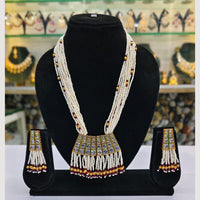 Rajwadi Collection Gold Plated Crystal Stone Pearl And Beads Long Necklace Set