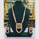 Rajwadi Collection Gold Plated Crystal Stone And Meenakari Long Necklace Set