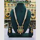 Rajwadi Collection Gold Plated Kundan And Pearl Meenakari Long Necklace Set