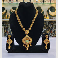 Rajwadi Collection Gold Plated Kundan Meenakari Long Necklace Set