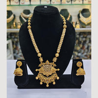 Rajwadi Collection Gold Plated Crystal Stone Pearl And Beads Long Necklace Set
