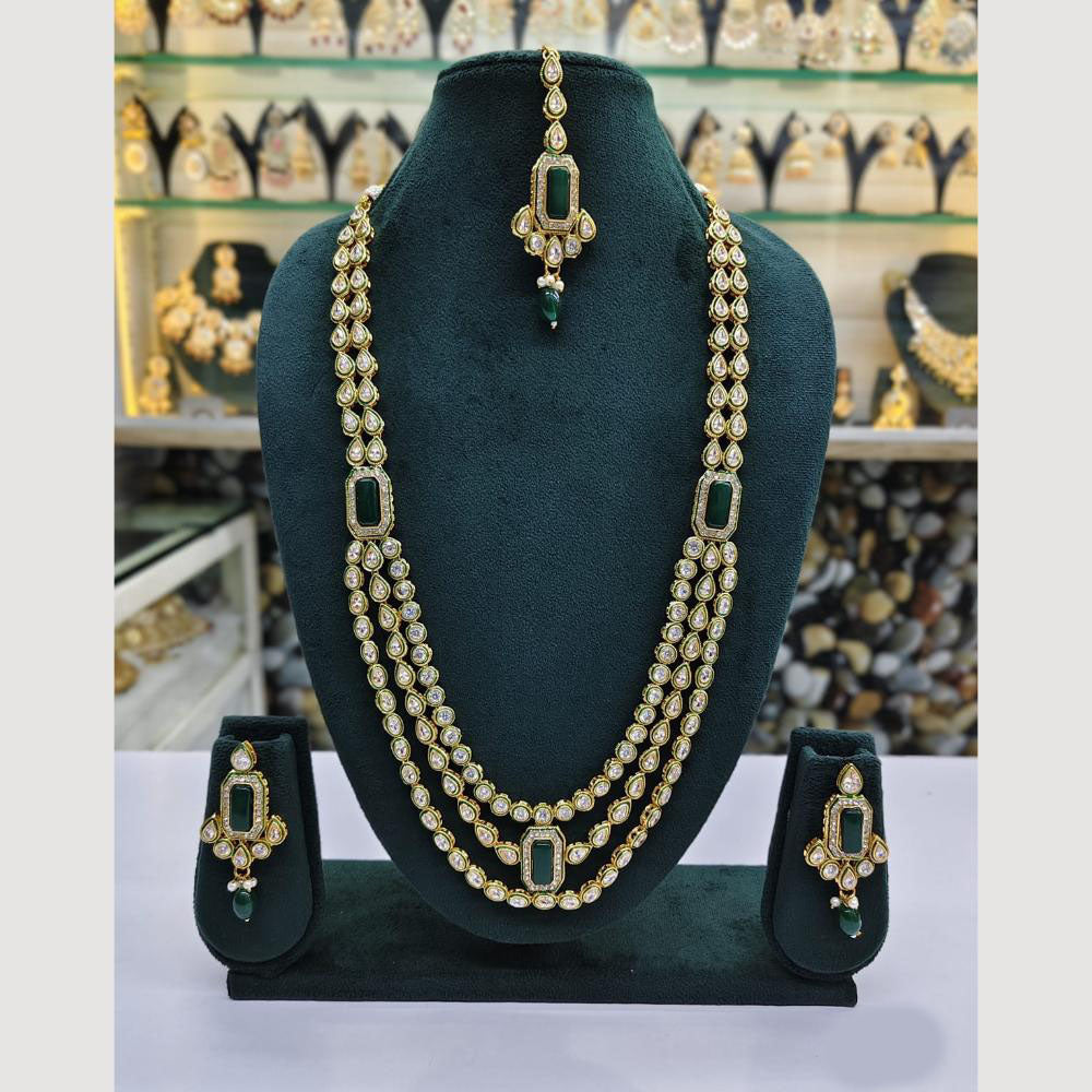 Rajwadi Collection Gold Plated Crystal Stone Long Necklace Set