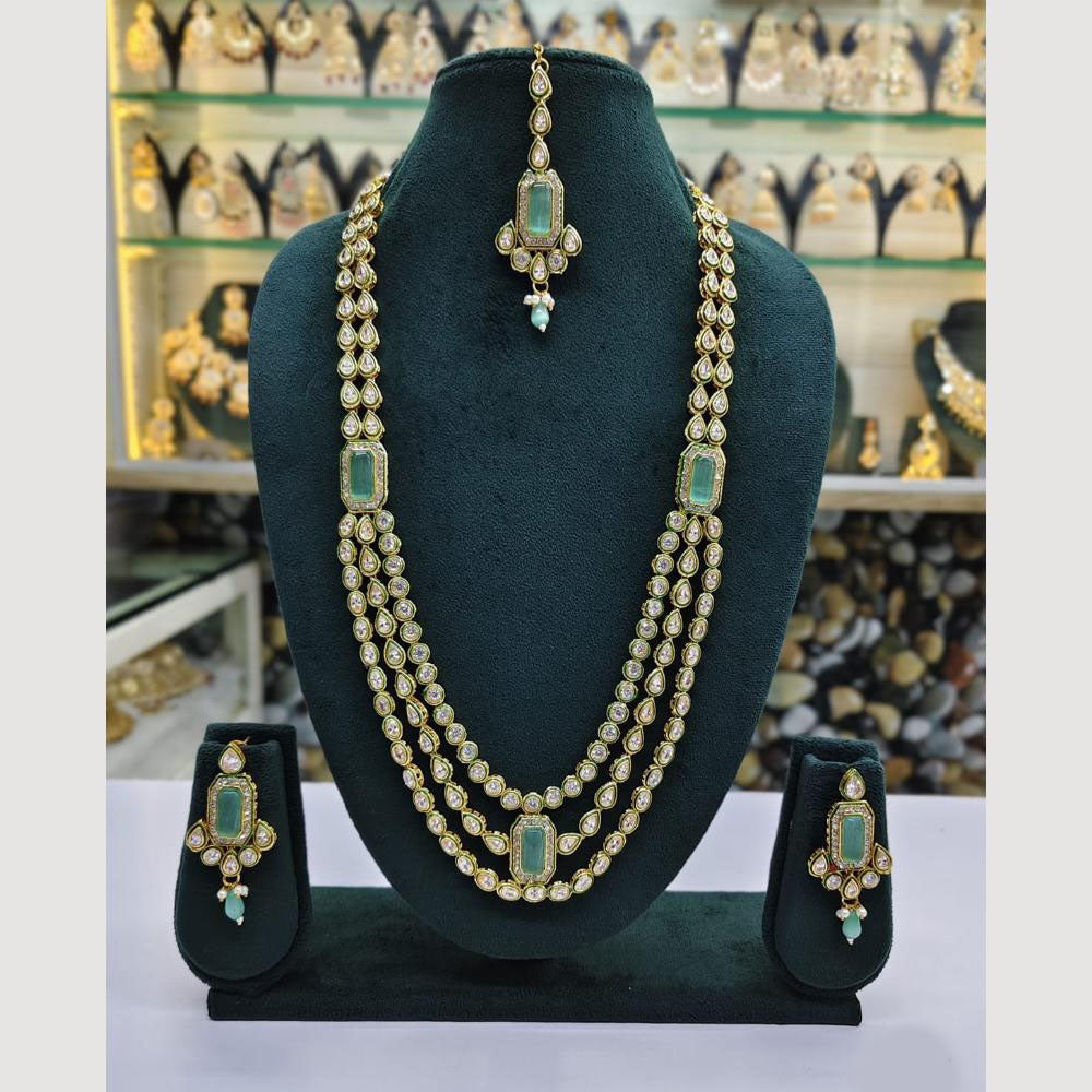 Rajwadi Collection Gold Plated Crystal Stone Long Necklace Set