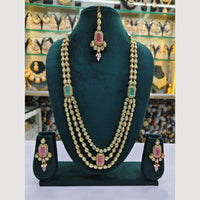 Rajwadi Collection Gold Plated Crystal Stone Long Necklace Set