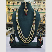 Rajwadi Collection Gold Plated Crystal Stone Long Necklace Set