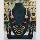 Rajwadi Collection Gold Plated Kundan And Beads Long Necklace Set