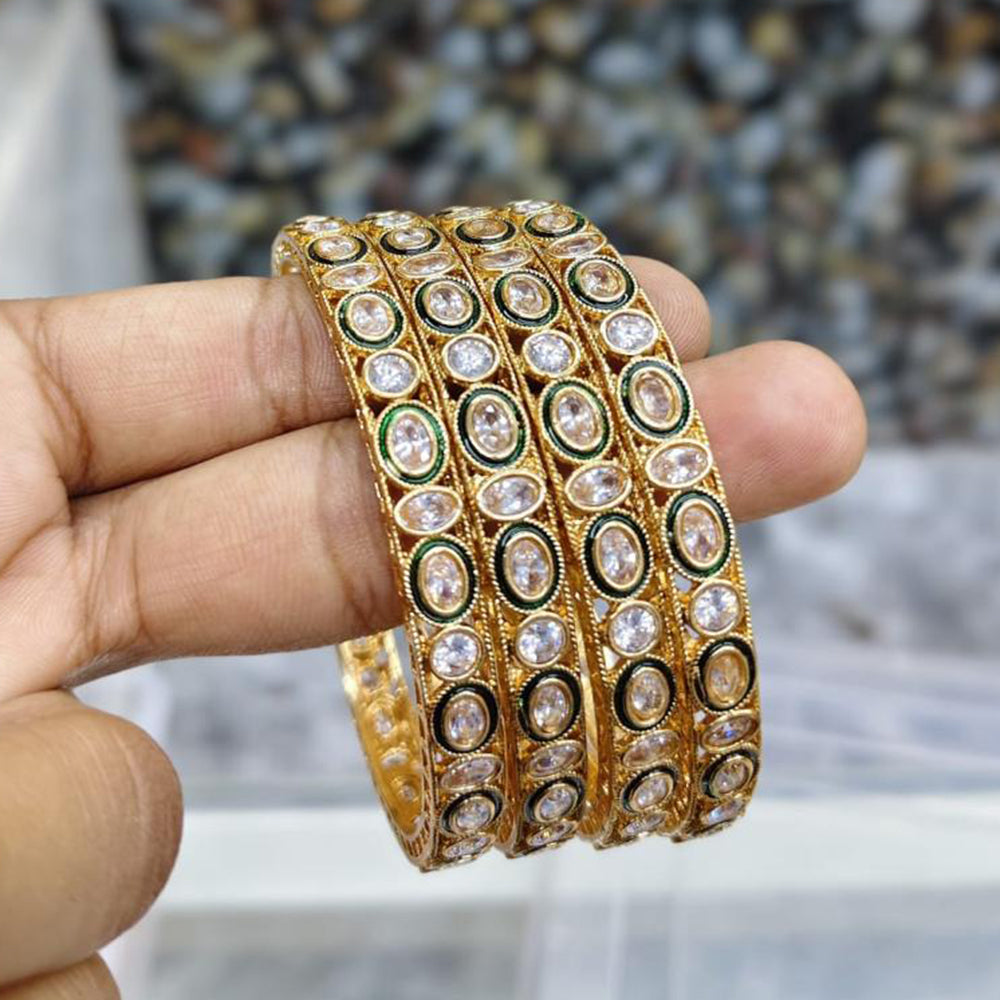Rajwadi Collection Gold Plated Crystal Stone Bangles Set