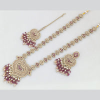 Rajwadi Collection Gold Plated Crystal Pearl And Beads Long Necklace Set