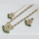 Rajwadi Collection Gold Plated Crystal Pearl And Beads Long Necklace Set