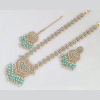 Rajwadi Collection Gold Plated Crystal Pearl And Beads Long Necklace Set
