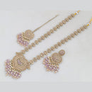 Rajwadi Collection Gold Plated Crystal Pearl And Beads Long Necklace Set