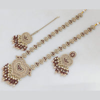 Rajwadi Collection Gold Plated Crystal Pearl And Beads Long Necklace Set