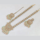 Rajwadi Collection Gold Plated Crystal Pearl And Beads Long Necklace Set